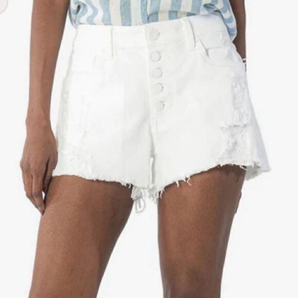 Kut from the Kloth NWT White Jane High Rise Short White Button Fly // … - Picture 1 of 7